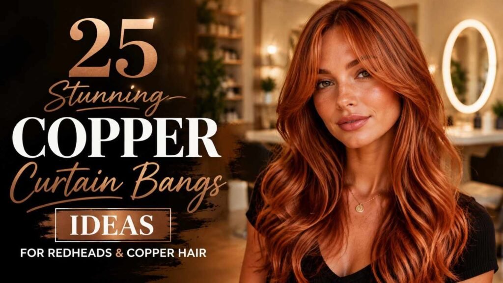 25 Stunning Copper Curtain Bangs Ideas for Redheads and Copper Hair